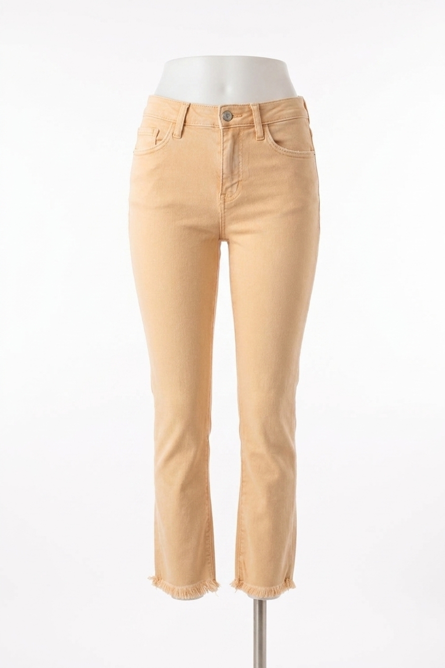 NEW VERVET BY FLYING MONKEY mid-waisted crop straight leg jeans in sandbar beige